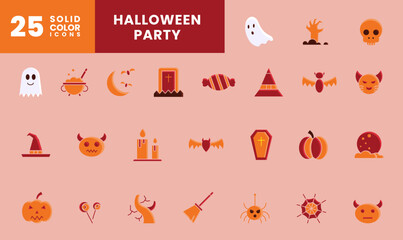 Icon Solid colorful Pack about Halloween, ghost, monster, pumpkin, skull, scary and more Color solid style, illustration style. easy to use and editable color.