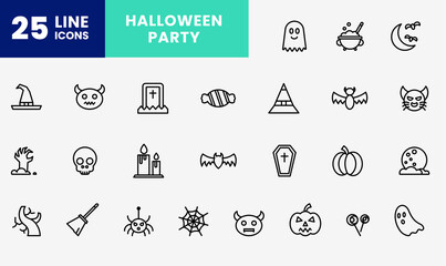 Icon Line Pack Halloween, ghost, monster, pumpkin, skull, scary and more Outline style, illustration style. easy to use and editable color.