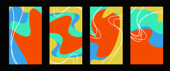 Obraz premium Collection of handrawn wave shape colorful background