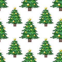 christmas tree set. Seamless pattern with the image of a Christmas tree. Holiday pattern for packaging pattern, wallpaper, textiles, postcards, holiday invitations.