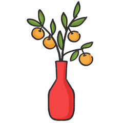 Tangerine tree cartoon illustration