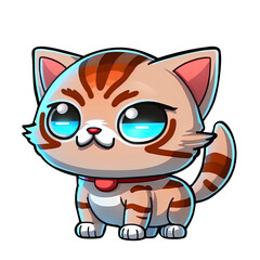 Cute cat sitting cartoon icon illustration.