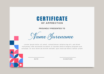 Colorful certificate of achievement with gold badge template