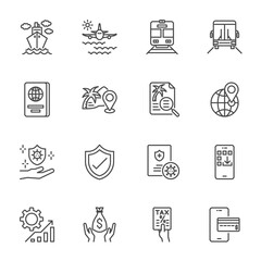 Travel Line Icons for Ease of Traveling concept. Simple thin line icons set, Vector icon design