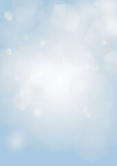 Vector Magical Glowing Background with Silver and Purple Falling Hexagon on Blue. Falling Snow. Glittery Confetti Frame. Christmas and New Year Design. Winter Sky with Bokeh Snowfall.