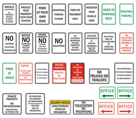 Private property warning sign set of vector