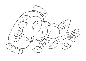 sleeping frog cute coloring page or book for kid vector