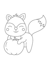 fox cute coloring page or book for kid vector