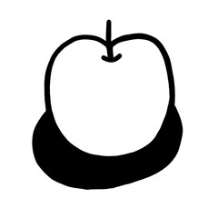 リンゴ　白黒　イラスト