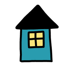 家　シンプル　青　イラスト