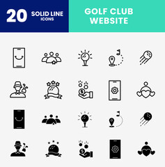 icon set glyph and outline style for golf club website. editable files.