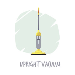 Bagless upright vacuum cleaner cleaning tool, flat vector illustration isolated. © sabelskaya