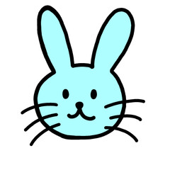 ウサギ　水色　ウサギ　イラスト