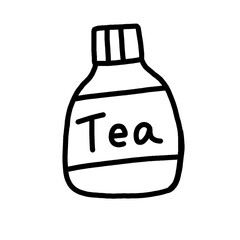 お茶　緑茶　紅茶　白黒　ペットボトル　イラスト