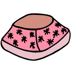Türaufkleber こたつ　ピンク　イラスト © 酢漬け きゅうりの