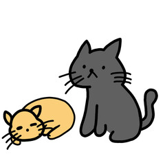 ネコ　2匹　イラスト