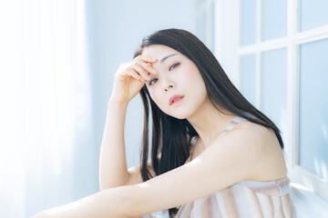 Fototapeta premium 女性ポートレート 美容 スキンケア