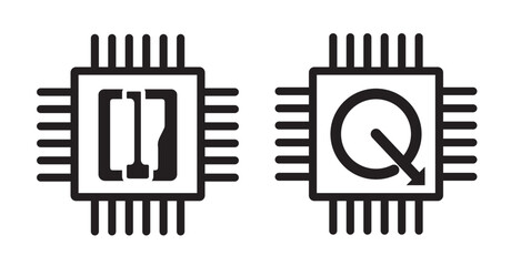 Qubit technologies icon, an atomic, physics, quantum computing, editable vector illustration