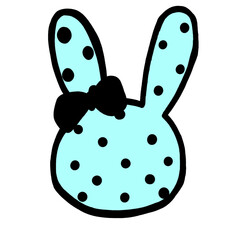 うさぎ　リボン　水玉　かわいい　装飾　イラスト　水色