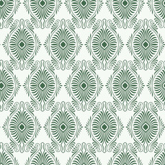 Vector Green Damask seamless repeat pattern background. Vector illustration