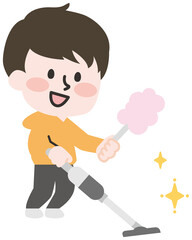 掃除をする男性のイラスト