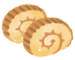 水彩風、伊達巻。お正月の食べ物イラスト素材。年賀状などに。ベクター素材。