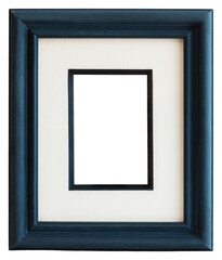 Blue painted wooden picture double frame without internal image