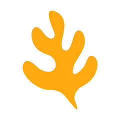 Abstract oak leaf shape illustration in naive art for design element