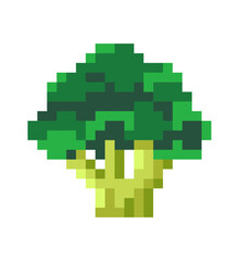 Fototapeta premium Pixel broccoli vegetable, veggies pixelated art