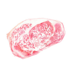 水彩で描いた牛リブロースのイラスト