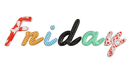 Friday colorfull 3d text