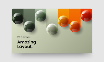 Trendy realistic balls landing page concept. Simple site design vector template.