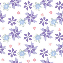 Vector seamless floral abstract pattern isolated on white background in pastel colors for home textile design