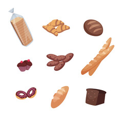 Set of vector illustration bread icons