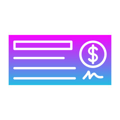 Cheque Glyph Gradient Icon