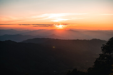Scenic View Of Mountains During Sunset
