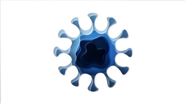 Paper cut a lot mix color Virus icon isolated on white background. Corona virus 2019-nCoV. Bacteria and germs, cell cancer, microbe, fungi. Paper art style. 3D rendering	