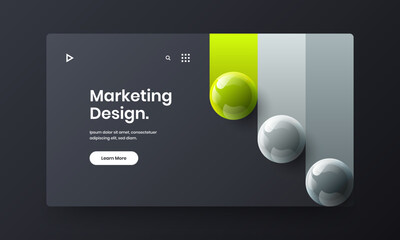 Abstract website design vector layout. Vivid realistic spheres web banner concept.