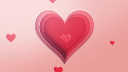 Heart Paper cut background. heart paper decoration for design textured with cardboard wavy red layers. 3d Relief. Carving art. Cover layout design template 3d rendering