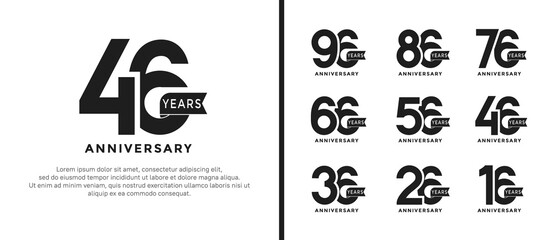 set of anniversary logo style flat black color on white background for special moment