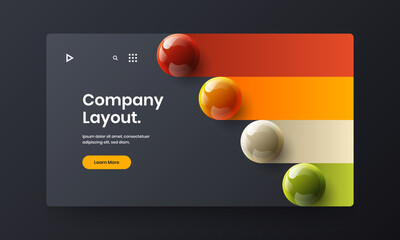 Colorful realistic balls banner concept. Vivid company brochure design vector layout.