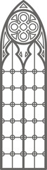 Gothic window outline illustration. Silhouette of vintage stained glass church frame. Element of traditional European architecture. 
