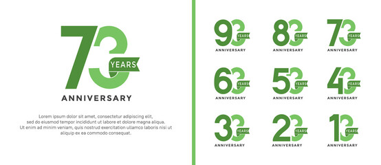 set of anniversary logo style green color on white background for special moment