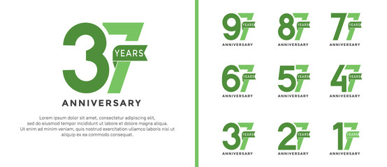 set of anniversary logo style green color on white background for special moment