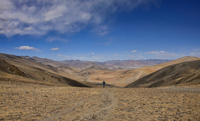 Trekking the high barren plateau and passes of the Changthang enroute to Tso Moriri, Ladakh, Indi