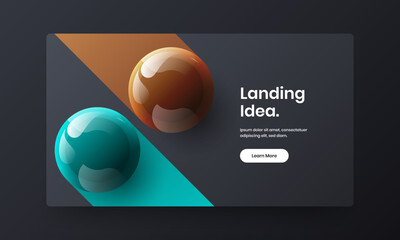 Multicolored realistic spheres brochure layout. Original front page design vector concept.