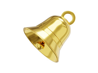 Obraz na płótnie Canvas Bell metal gold, notification symbol. 3D rendering. Icon on white background.