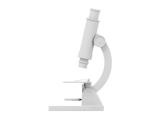 Cartoon white microscope. 3D rendering. Icon on white background