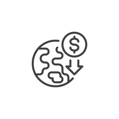 Global financial crisis line icon