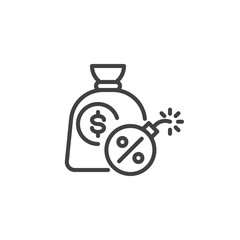 Debt crisis line icon